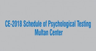 CE-2018 Schedule of Psychological Testing Multan Center