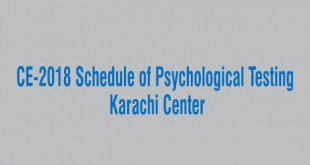 CE-2018 Schedule of Psychological Testing Karachi Center
