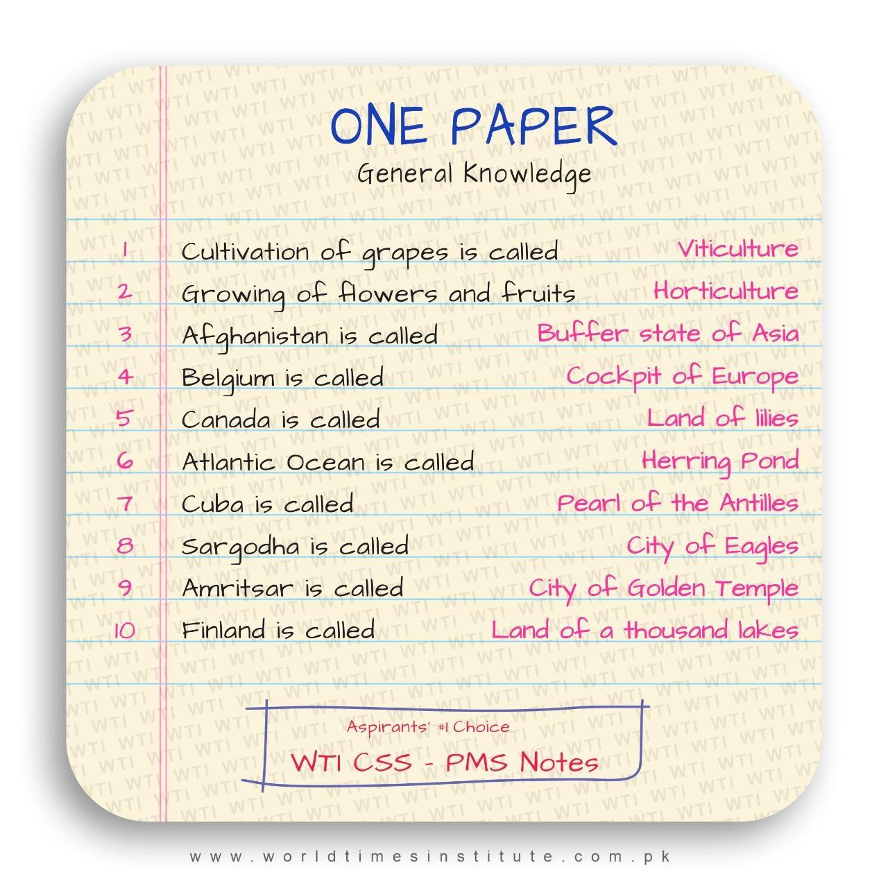 You are currently viewing CSS PMS Notes One Paper General Knowledge 18-06-22