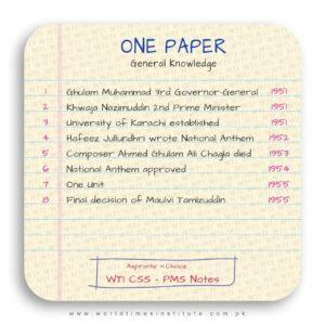 Read more about the article CSS/PMS Notes One Paper MCQs