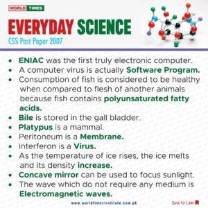 Read more about the article Everyday Science CSS Past Paper 2007
