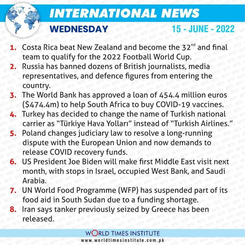 Read more about the article International News 15-06-22