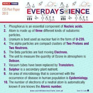 Read more about the article Everyday Science CSS Past Paper 2013.