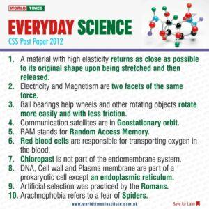 Read more about the article Everyday science CSS Past Paper 2012