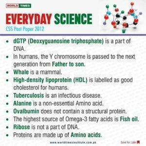Read more about the article Everyday Science CSS Past Paper 2012