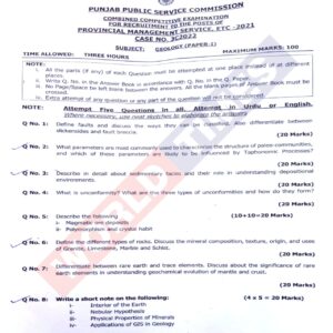 Read more about the article PMS Paper 2022 Geology Paper I