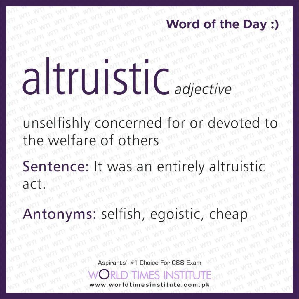 Word of the Day-Altruistic – Jahangir's World Times