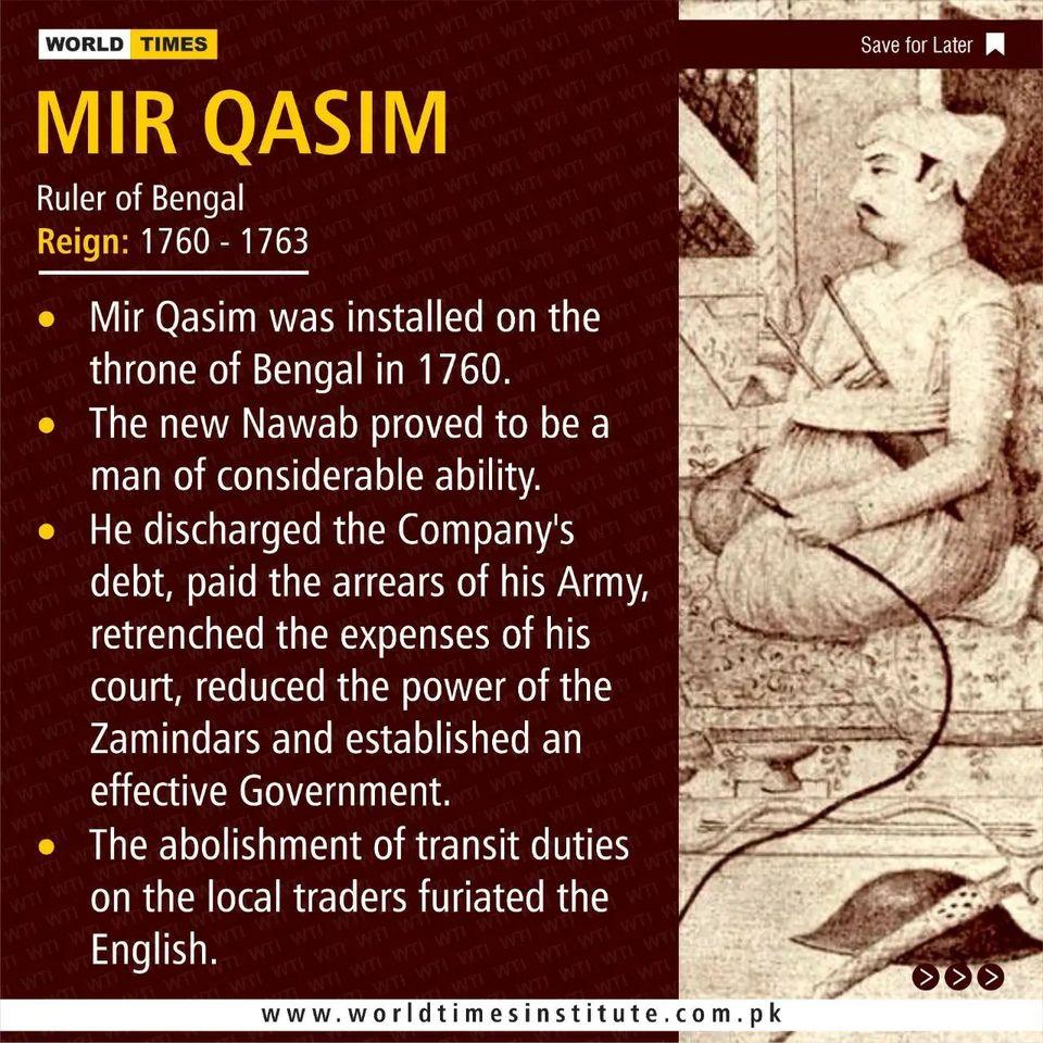 Mir Qasim Ruler of Bengal Jahangir's World Times