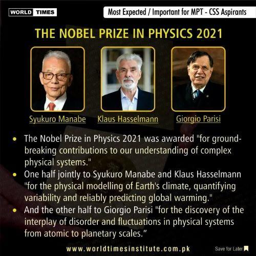 Read more about the article The Noble Prize in Physics 2021