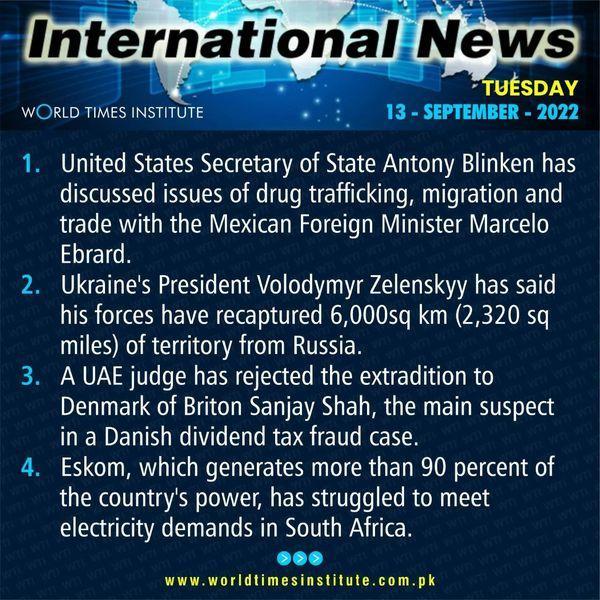 You are currently viewing International News of the Day 13-09-2022