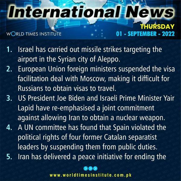 Read more about the article International News of the Day. 01-09-2022