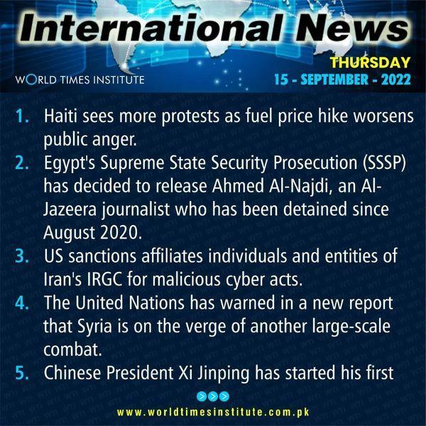 Read more about the article International News of the Day. 15-09-2022