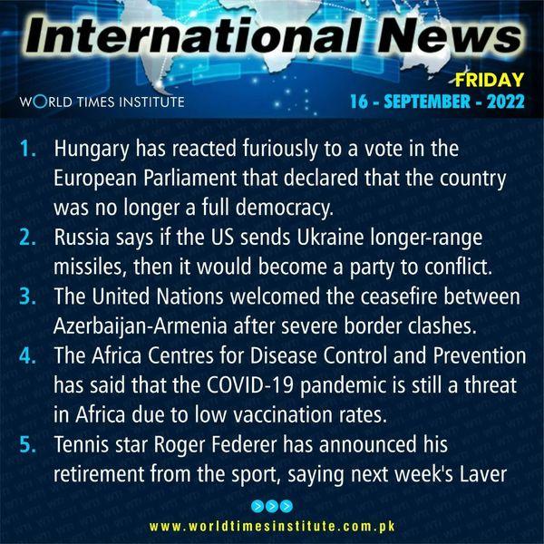 Read more about the article International News of the Day. 16-09-2022