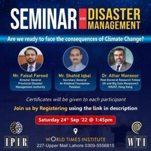 Read more about the article Seminar on Disaster Management