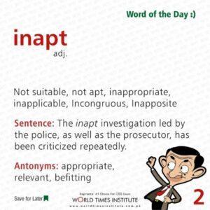 Read more about the article Word of the day Inapt 10-09-2022