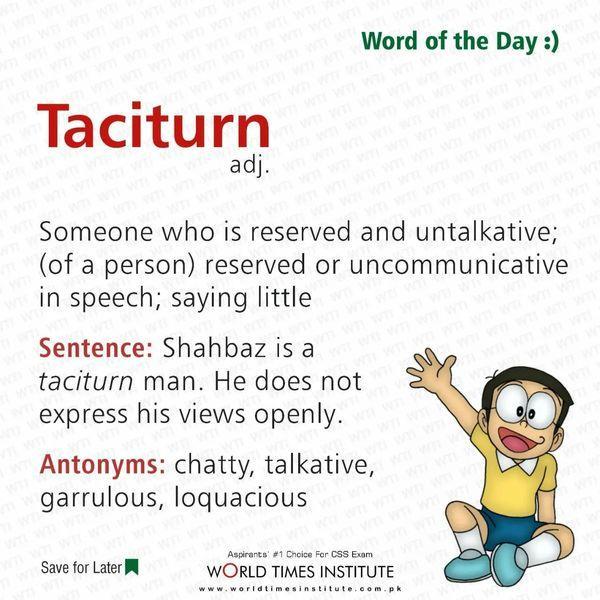 Read more about the article Word of the day Taciturn 19-09-2022