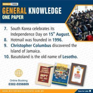 Read more about the article General knowledge (One Paper) 24-10-2022