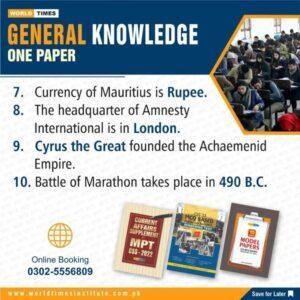 Read more about the article General knowledge (One Paper) 25-10-2022