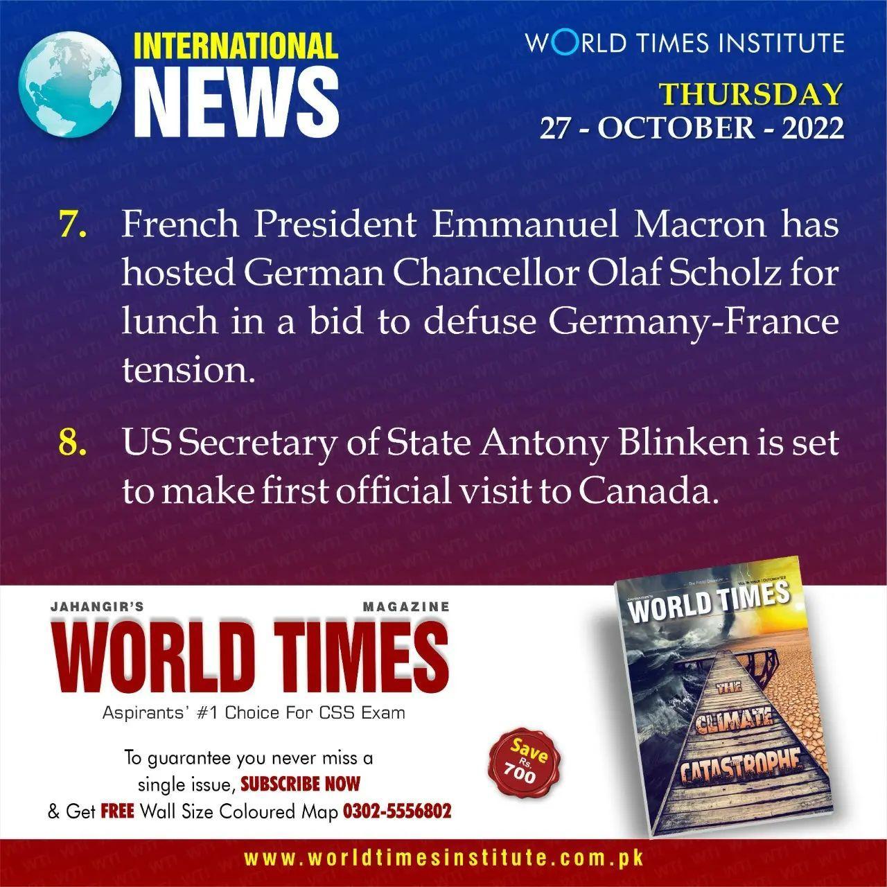 Read more about the article International News of the Day. 27-10-2022