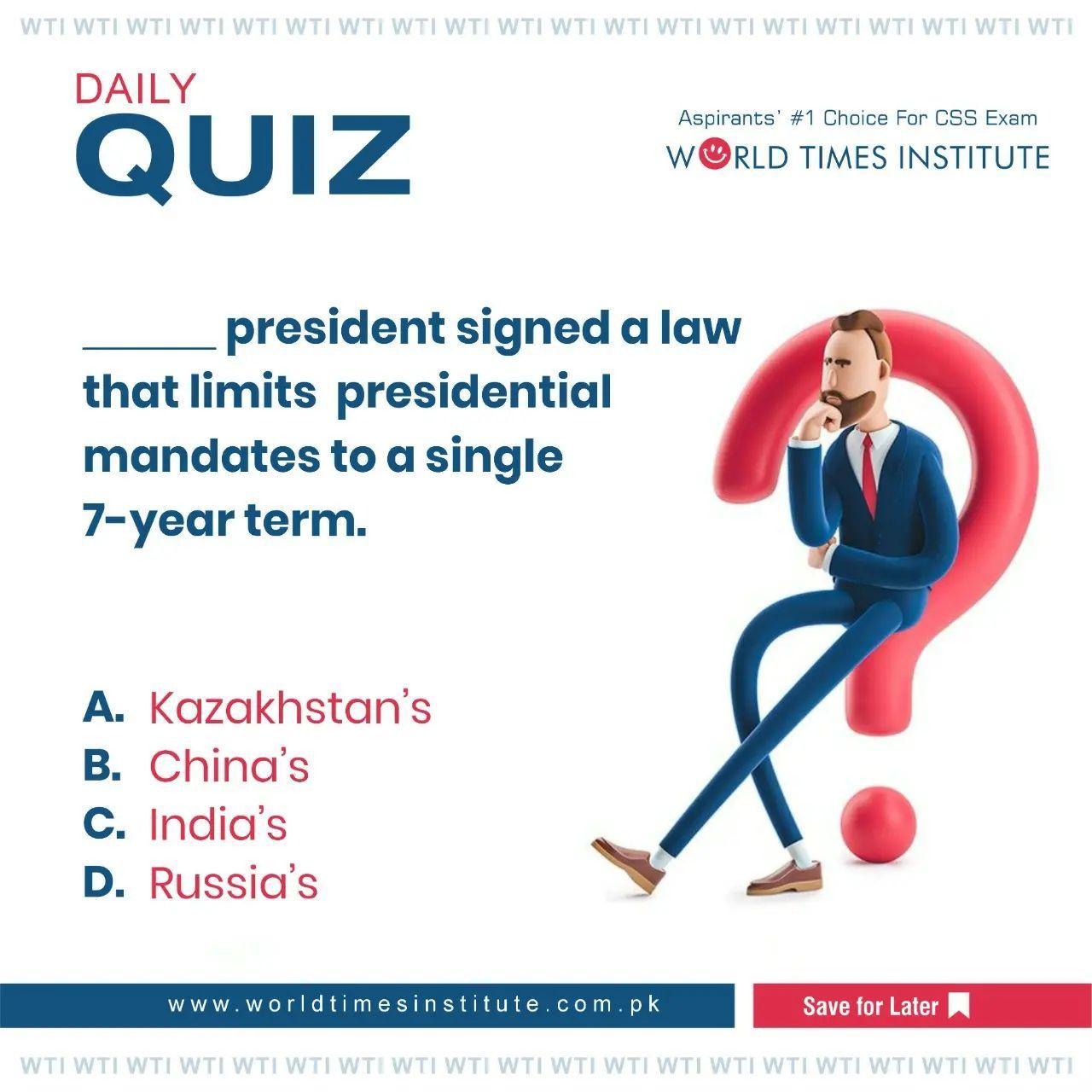 Quiz of the Day! 08112022 Jahangir's World Times