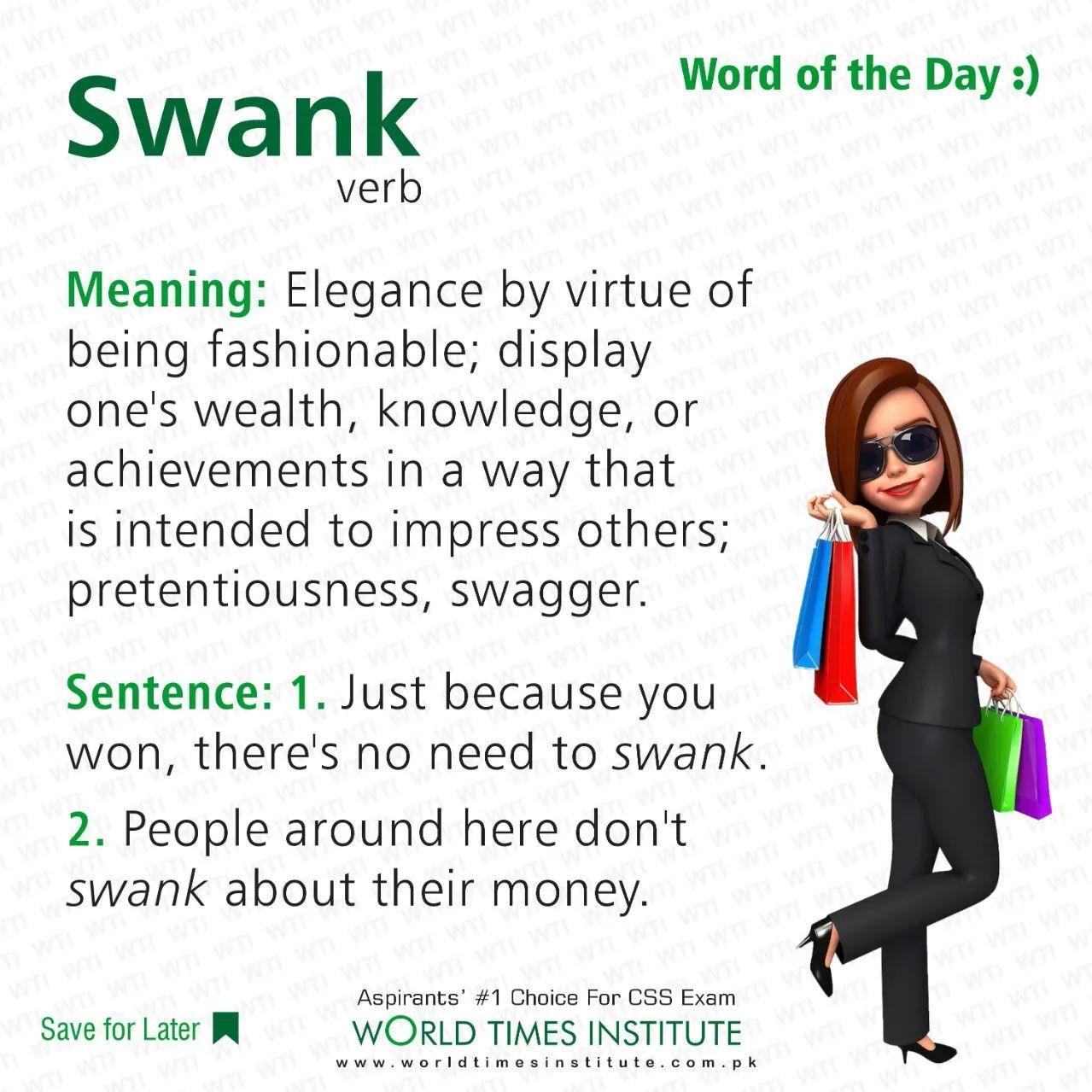 Read more about the article Swank (Word of the day) 09-11-2022