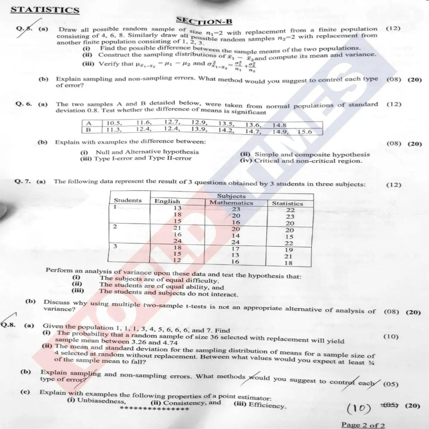 Read more about the article CSS ’23 (Statistics) Paper 07-02-23