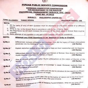 Read more about the article PMS Paper 2023 Philosophy (Paper-II)