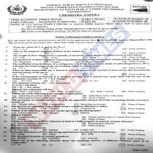 Read more about the article CSS Special Competitive Examination Paper 2023 (Chemistry Paper I)